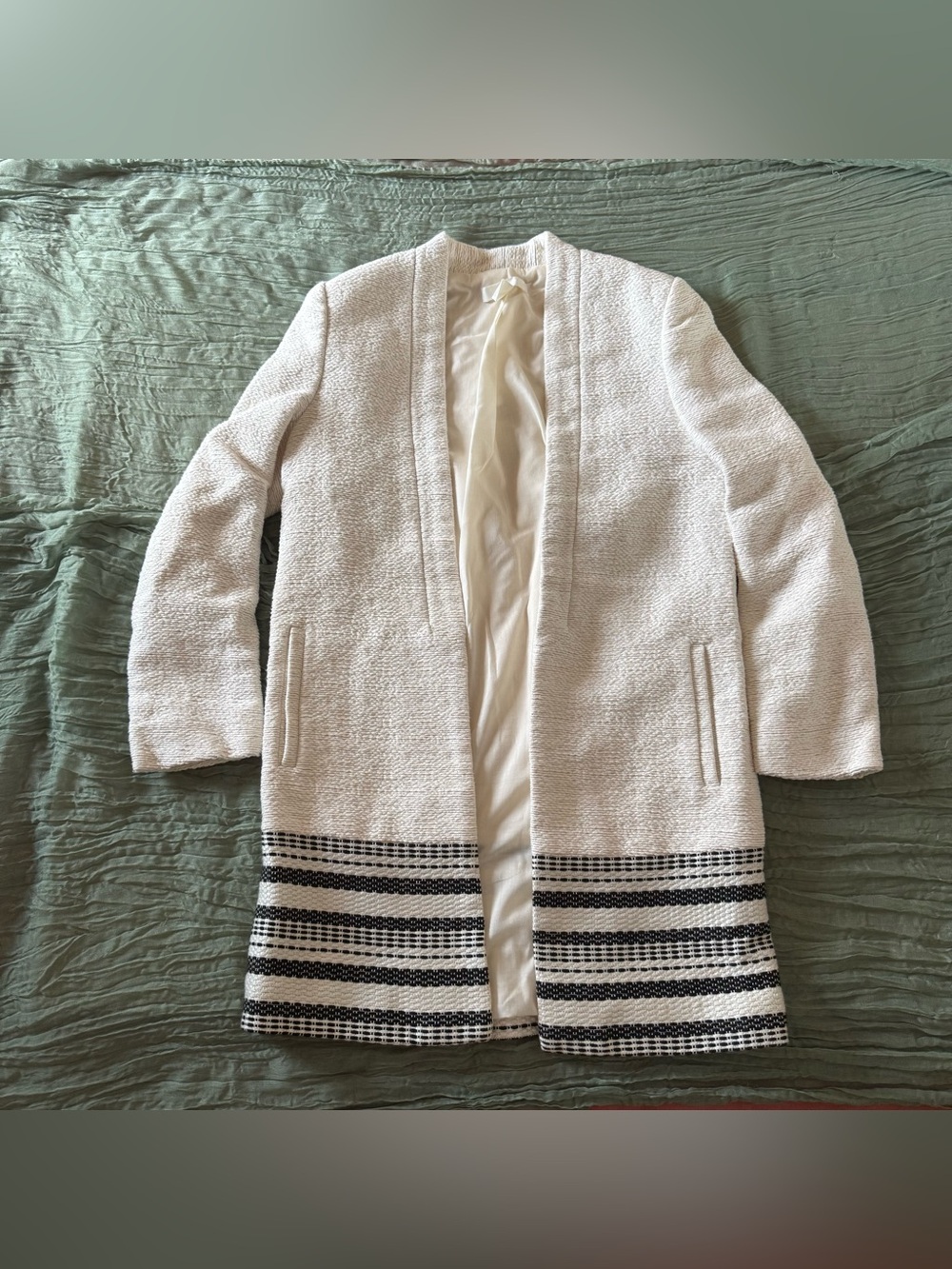 H&M cream a-line blazer coat
